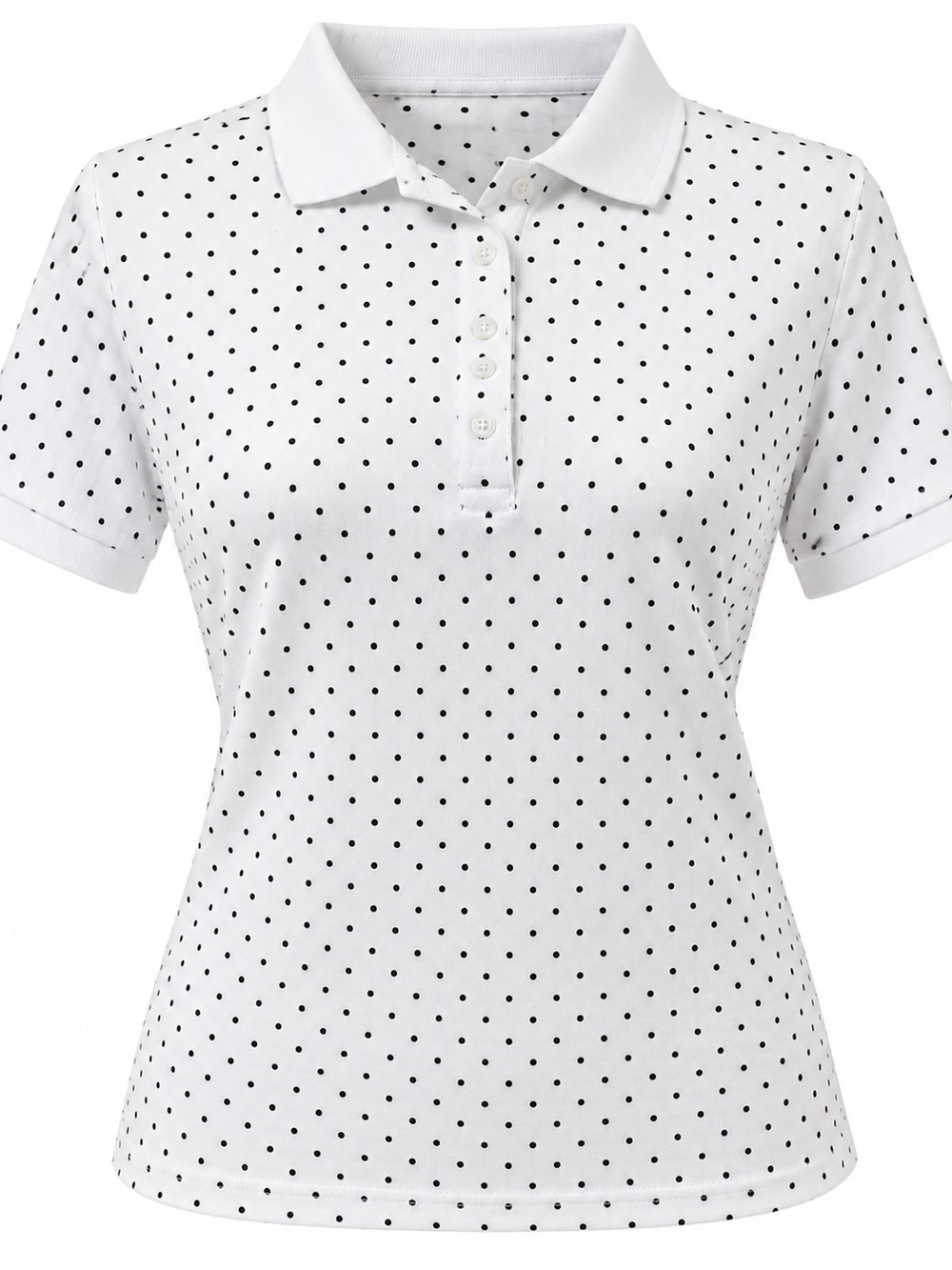 Tradition White Black Polka Dot Cotton Polo Shirt Size S
